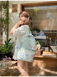 Japanese style casual canvas backpack large capacity school bag for daily commute teens