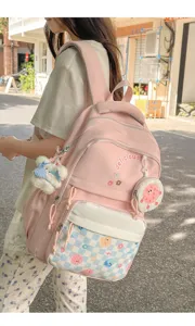 Detailed view of the Japanese casual large capacity school backpack for daily commute.
