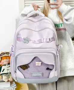 Zaino scuola grande e carino per ragazze, design elegante multi-tasche, zainetto resistente.