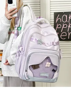 Zaino scolastico viola carino per ragazze grande capacità borsa per bambini zaino casual