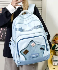 Zaino scolastico azzurro carino per ragazze grande capacità cartone animato borsa casual