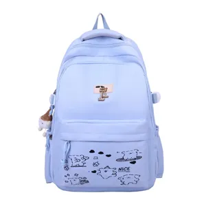 Casual Nylon Backpack For Women Teen Girls School Bookbag Lightweight Travel Daypack Cute Bear Print Casual Backpack