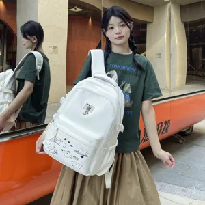 Fresh casual white backpack for teenage girls, minimalist daily school and travel bag.
