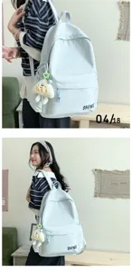 Light blue Japanese style canvas backpack for student daily commute and casual campus travel.
