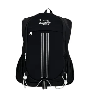 Stylish black backpack for students, large capacity casual daypack with stylish front design.