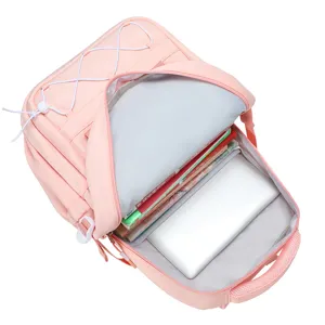 Zaino rosa impermeabile di grande capacità per ragazze studentesse e computer portatile