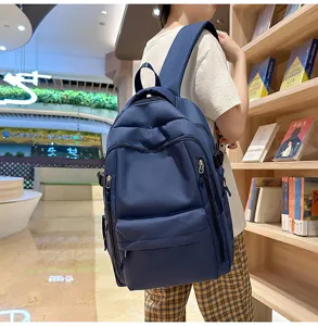 Sac à dos d'étudiant bleu foncé minimaliste décontracté grande capacité pour les cours