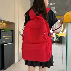 Sac à dos rouge élégant style collège étudiants grande capacité loisirs voyage quotidien sac