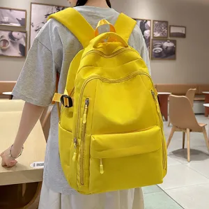 Sac a dos d'ecole jaune decontractee pour etudiants, grand sac de voyage etudiant.