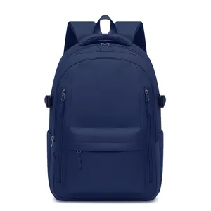 Sac à dos d'école bleu marine classique, grande capacité design minimaliste pour le quotidien.