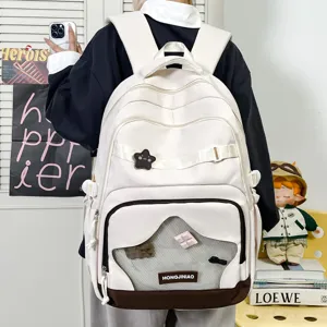 Simpatico zaino per bambini di grande capacità con tasca frontale e design elegante.