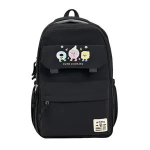 Large Capacity Nylon School Backpack For Teenage Girls Casual College Bookbag Cartoon Print Travel Daypack With Pendant