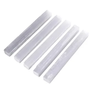 Natural selenite crystal sticks raw gypsum mineral specimens for healing meditation decor.