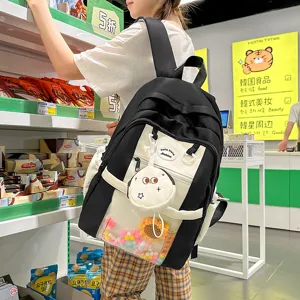 Japanese style cute ita backpack for women, transparent window school bag for daily travel.
