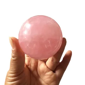 Natural Rose Quartz Crystal Sphere Healing Gemstone Ball Hand Holding Display Home Decor