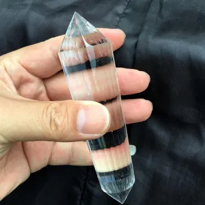 Klarer Quarz Kristall Stab doppelendiges 24 facettiertes Prisma Pendel Hauptfoto Artikel