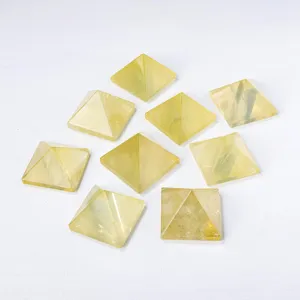 Natural yellow crystal pyramid energy tower home feng shui decor ornament main image display