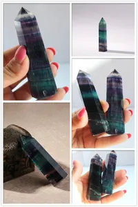 Bacchetta in cristallo di fluorite naturale campione minerale pietra curativa per decorazioni.