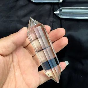 Klarer Quarz Kristall doppelendiger Vogel Stab 24 facettierter Heilungs Edelstein