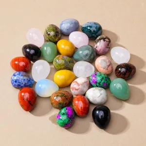Natural crystal agate small egg set, colorful gemstone palm stones for home decor and healing.