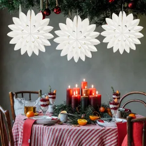 Christmas Snowflake Lampshade Hanging Ornament Origami Fan Paper Decor For Home Wedding Party Festival