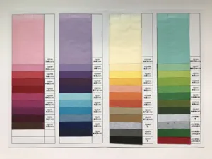 Colorful tissue paper color swatch book for party wrapping and gift decoration options.