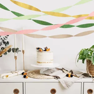 Sage green crepe paper roll set for birthday wedding party backdrop decoration details.