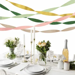 Sage green crepe paper roll party streamer set for wedding and birthday background decor