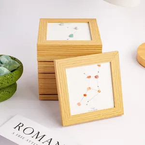 Modern Minimalistisch Tierkreis Sternbild Natürlicher Rohstein Kristallkies Holz Fotorahmen Tisch Desktop Ornament Home Decor Handwerk Geschenk
