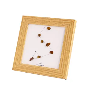 Natürlicher Kristall Stein Löwe Sternzeichen Holz Fotorahmen Desktop Ornament kreative Deko