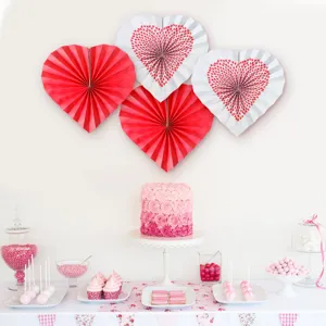 Valentine heart paper folding fan set for wedding party hanging decoration backdrop setup.