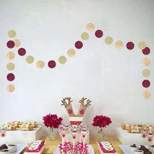 Guirnalda de Papel Circular Rojo Oro 3M Fiesta Boda Cumpleaños Escaparate Colgante