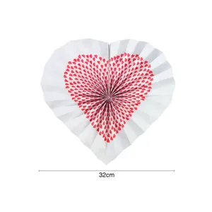Valentine's day heart paper fan folding fan 32cm wedding party decorative backdrop props