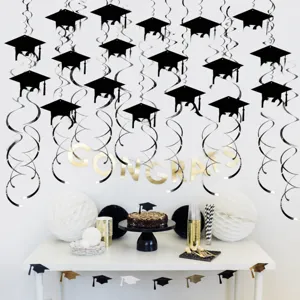 2026 graduation season hanging swirls graduation cap ceiling decor party supplies kit
