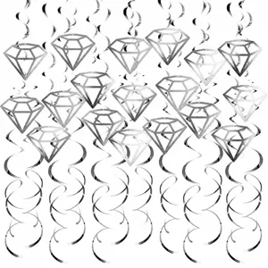 Silberne Diamant Spiralen Hängende Dekorationen für Hochzeitsfeier Decke Details.