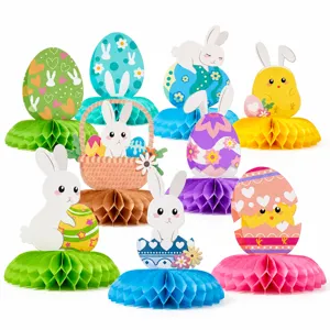 Centre de table nid d'abeille de Pâques lapin oeuf pour décoration de fête de printemps.