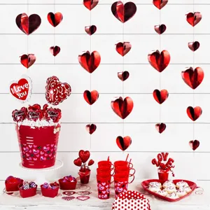 Ornements Suspendus de Cœur 3D de Saint-Valentin Décor de Fête de Mariage Guirlande de Papier Pliable Cœur Or Rouge Arc-en-ciel