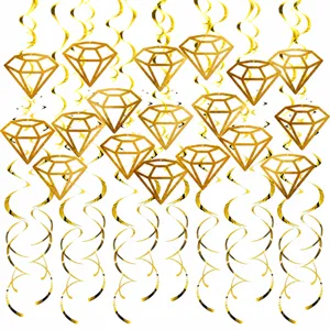 Goldene Diamant Spirale Hängende Dekoration für Hochzeit Party Decke Raum Dekoration Set