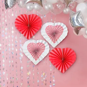 Heart Paper Fan Decorations Set Wedding Party Hanging Paper Flowers Room Decor