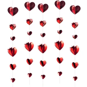 Guirlande de Coeurs Métalliques 3D pour Saint Valentin Fête Mariage Décoration