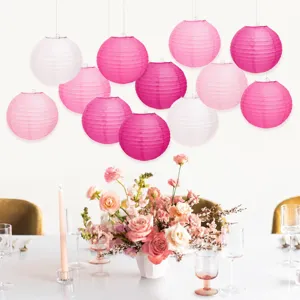 Pink paper lanterns hanging decorations for birthday party wedding venue decoration