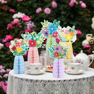 Easter Party Vase Honeycomb Ball Decoration Spring Summer Tea Party Table Centerpiece Paper Floral Decor