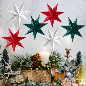 Christmas Origami Star Lampshade Nordic Paper Lantern Hanging Ornament For Wedding Party Event Holiday Party Decor