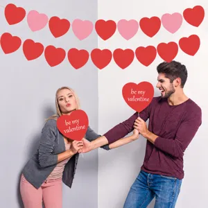 Valentine's Day heart paper cutouts garland pink red hanging decor party supplies