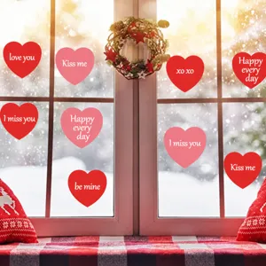 Valentine day heart paper cutouts scene detail, red pink love card decorations for party setup.
