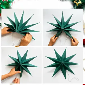 Christmas 9-pointed paper star hanging decoration holiday party store window decor display