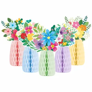 Easter party honeycomb vase table centerpiece decoration, spring flower paper craft ornament