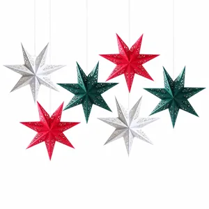 Christmas seven-pointed star paper lantern hanging decorations for holiday party home decor