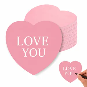 Pink heart paper cards detail view, ideal for Valentine Day party and board decoration.