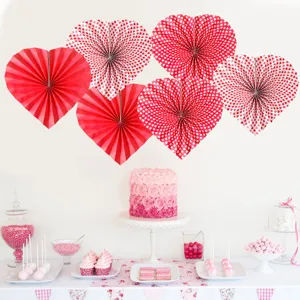 Valentine Day Heart Paper Fan Flower Hanging Ornaments Wedding Room Party Background Wall Decoration Supplies